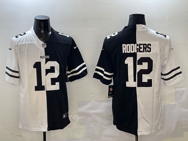 Men Green Bay Packers #12 Rodgers White Black Fashion 2025 Nike Limited NFL Jersey style 1->ncaa teams->NCAA Jersey